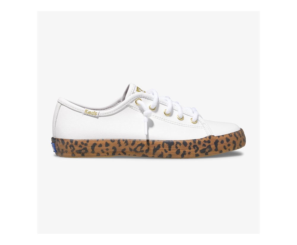 Keds Kids Sneakers White - Kickstart Leopard Foxing - 785MDGKLJ